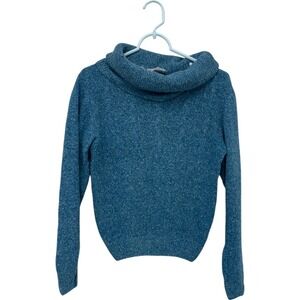 Heidi Sweater Womens M Vintage‎ Blue Pullover Cowl Neck Chunky Knit Angora Silk